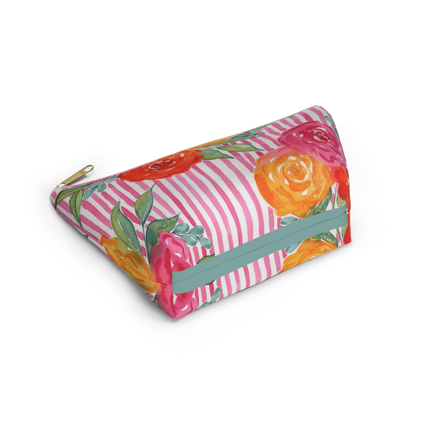 Pink Queen Pouch, Hot Pink Floral Zip Pouch, Part of the Petals & Pinstripe Collection