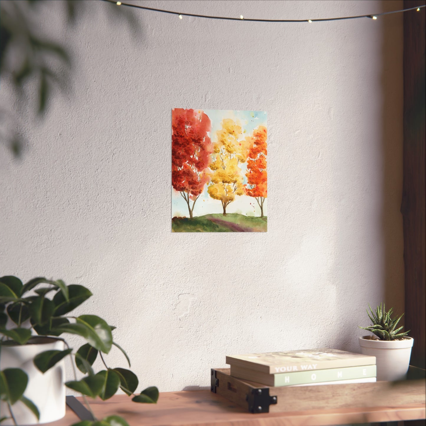 Fall Trees Landscape Watercolor Fine Art Print