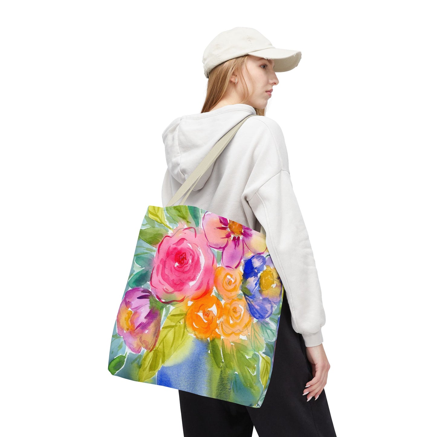 Colorful Watercolor Floral Tote Bag