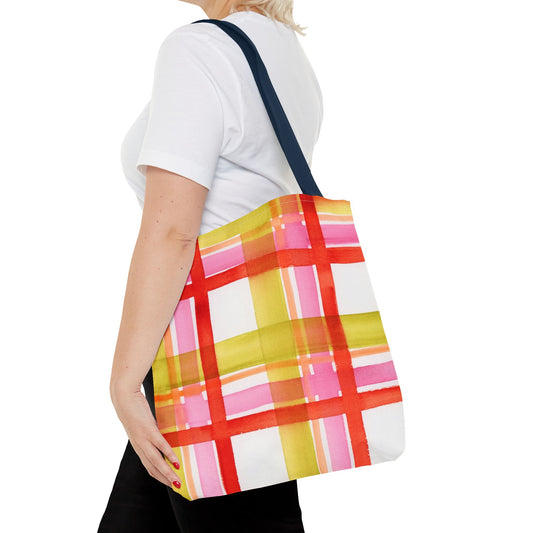 Plaid Watercolor Tote Bag