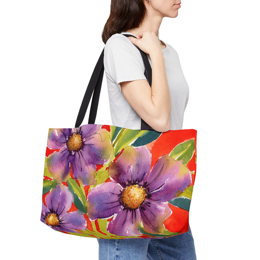 Lime & Lavender Heat Large Weekender Tote Bag