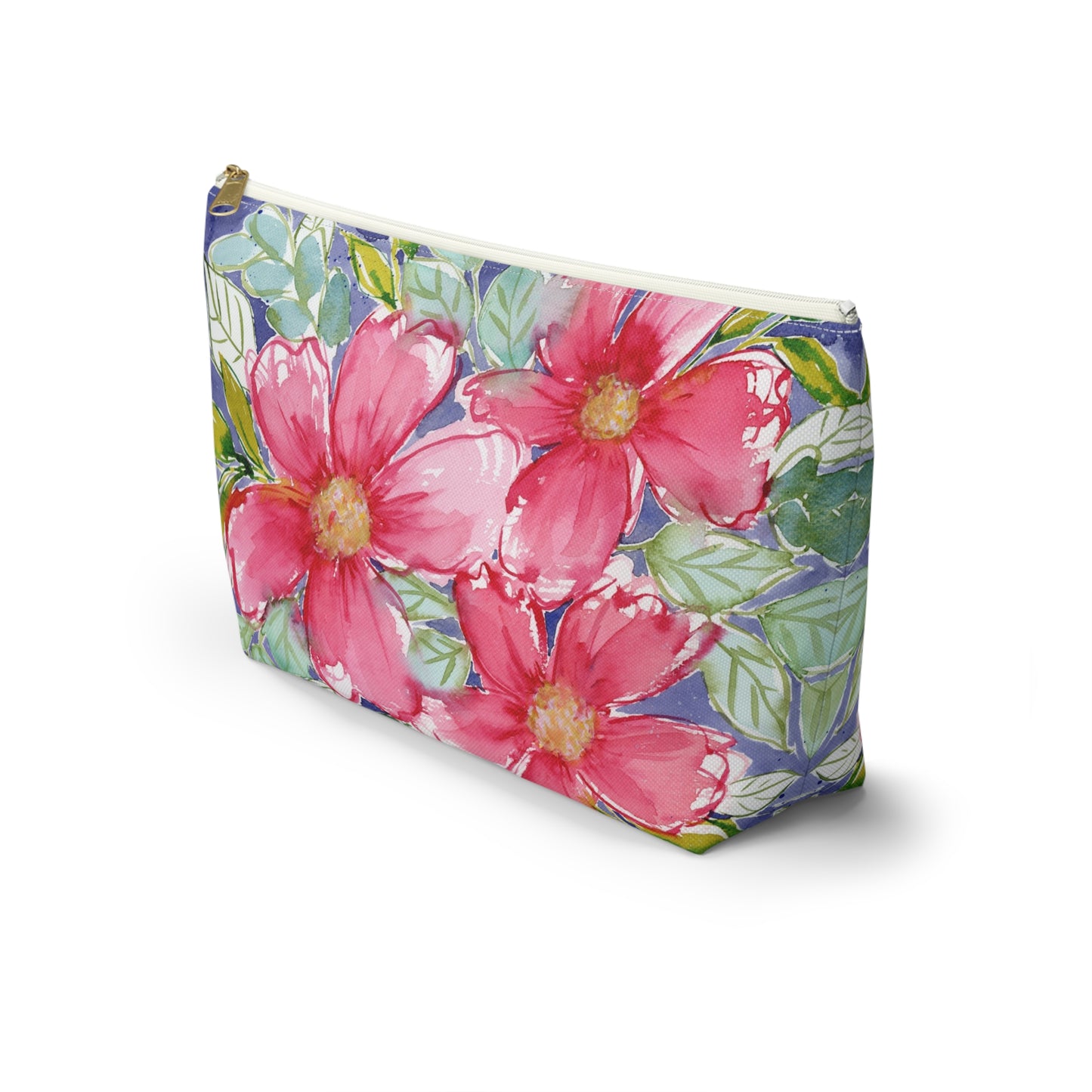Pink Bloom Painted Accessory Pouch