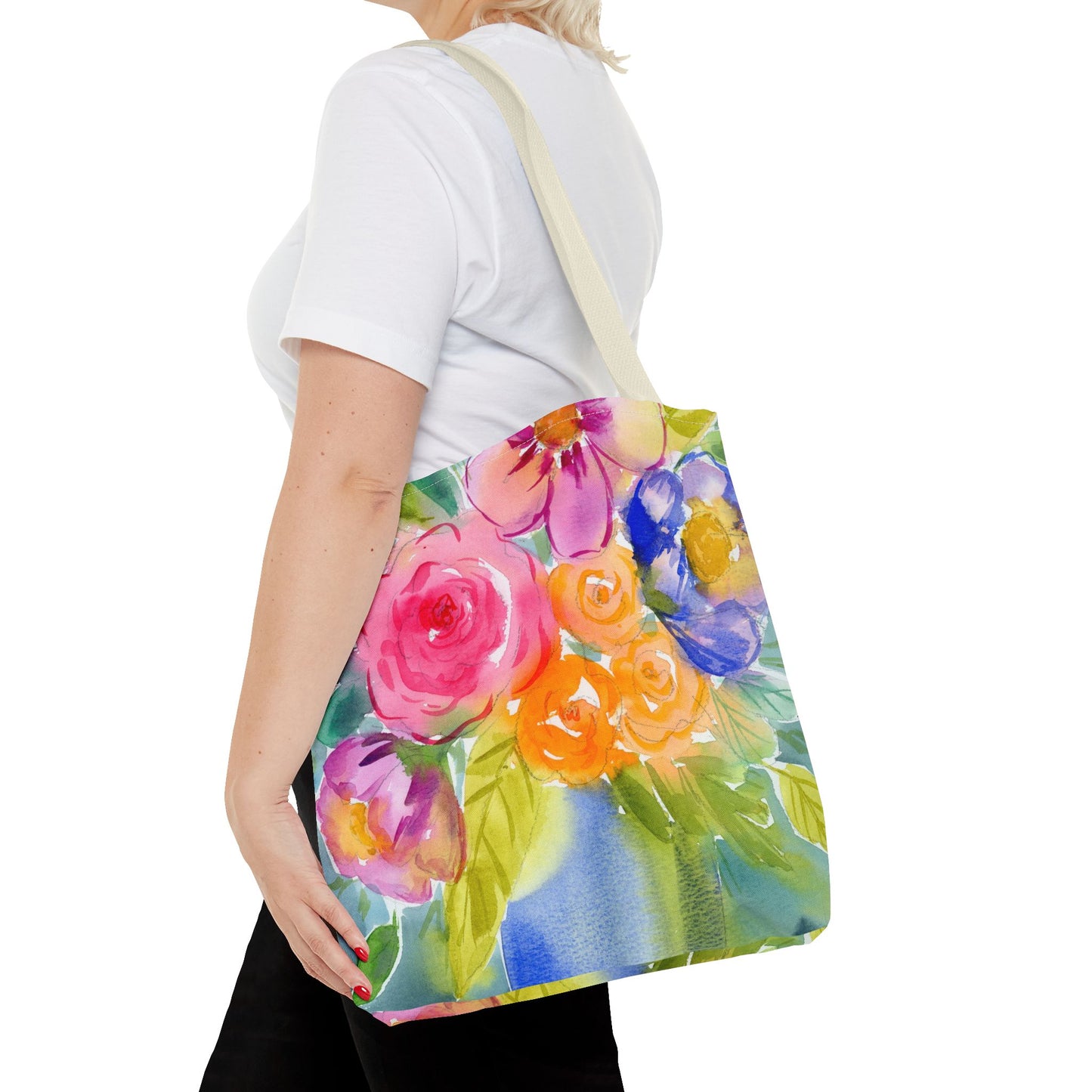 Colorful Watercolor Floral Tote Bag