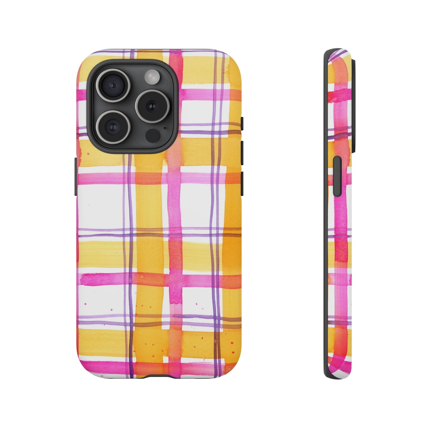 Plaid and Playful, Watercolor Painted Phone Case