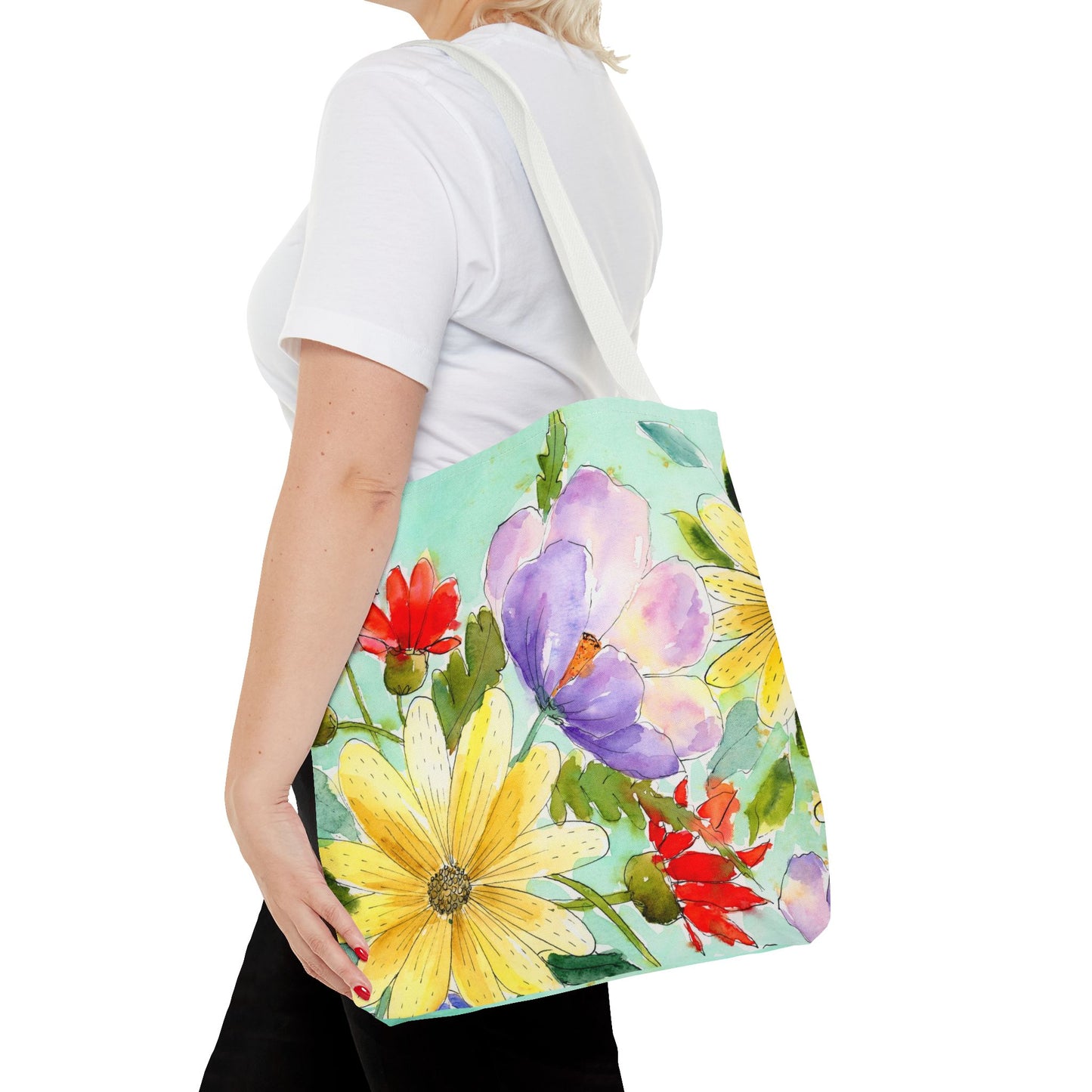 Colorful Flower Watercolor Tote Bag - Bloom & Go Floral Tote