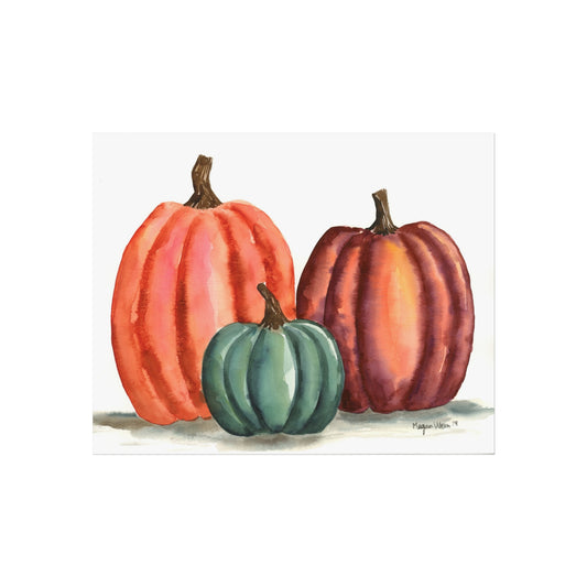Pumpkin Autumn Print, Fall Art Print, Fall Pumpkin Patch Watercolor Fine Art Prints