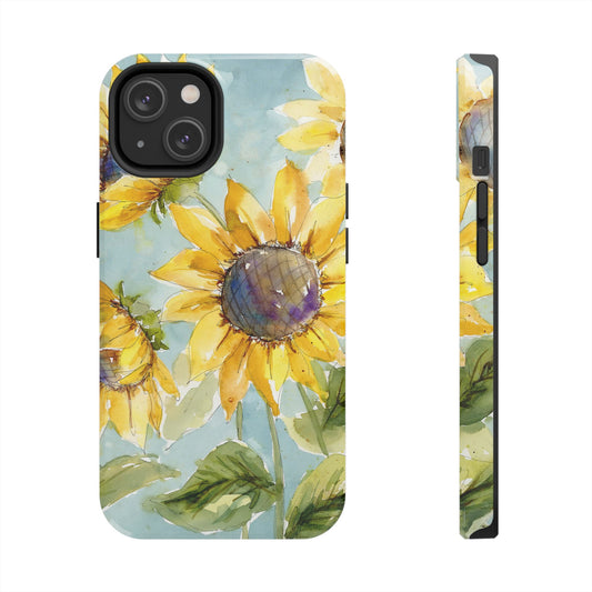 Golden Sunflower Classic Phone Case, Sunflower iPhone Case, Watercolor Sunflower Painted Case