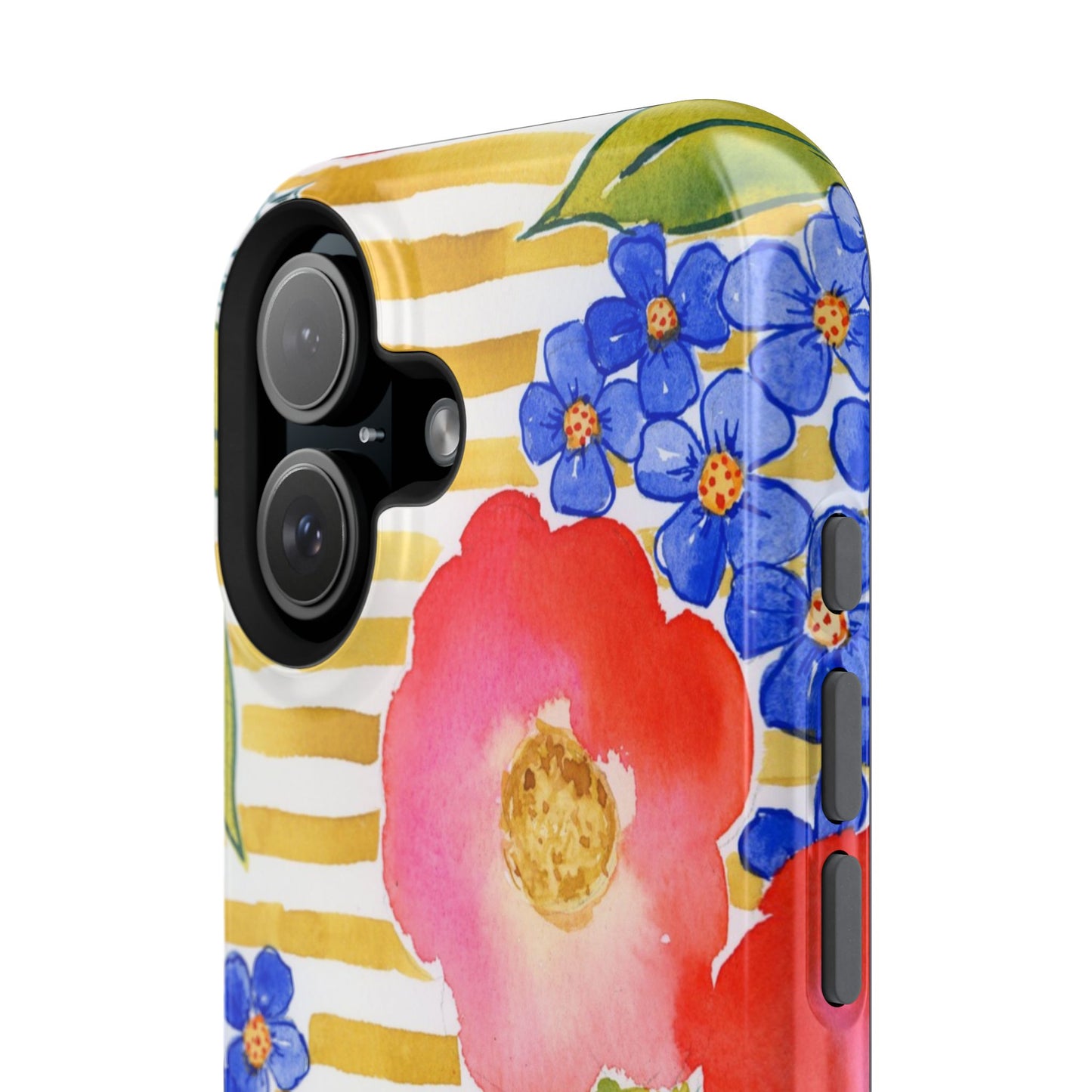 Golden Meadow Magnetic Phone Case, Gold Striped Floral Magnetic Phone Case