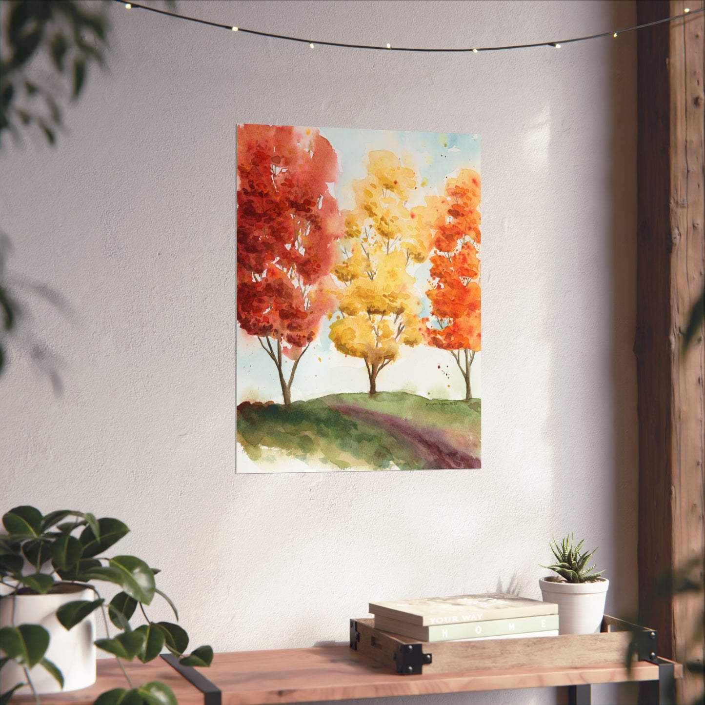 Fall Trees Landscape Watercolor Fine Art Print