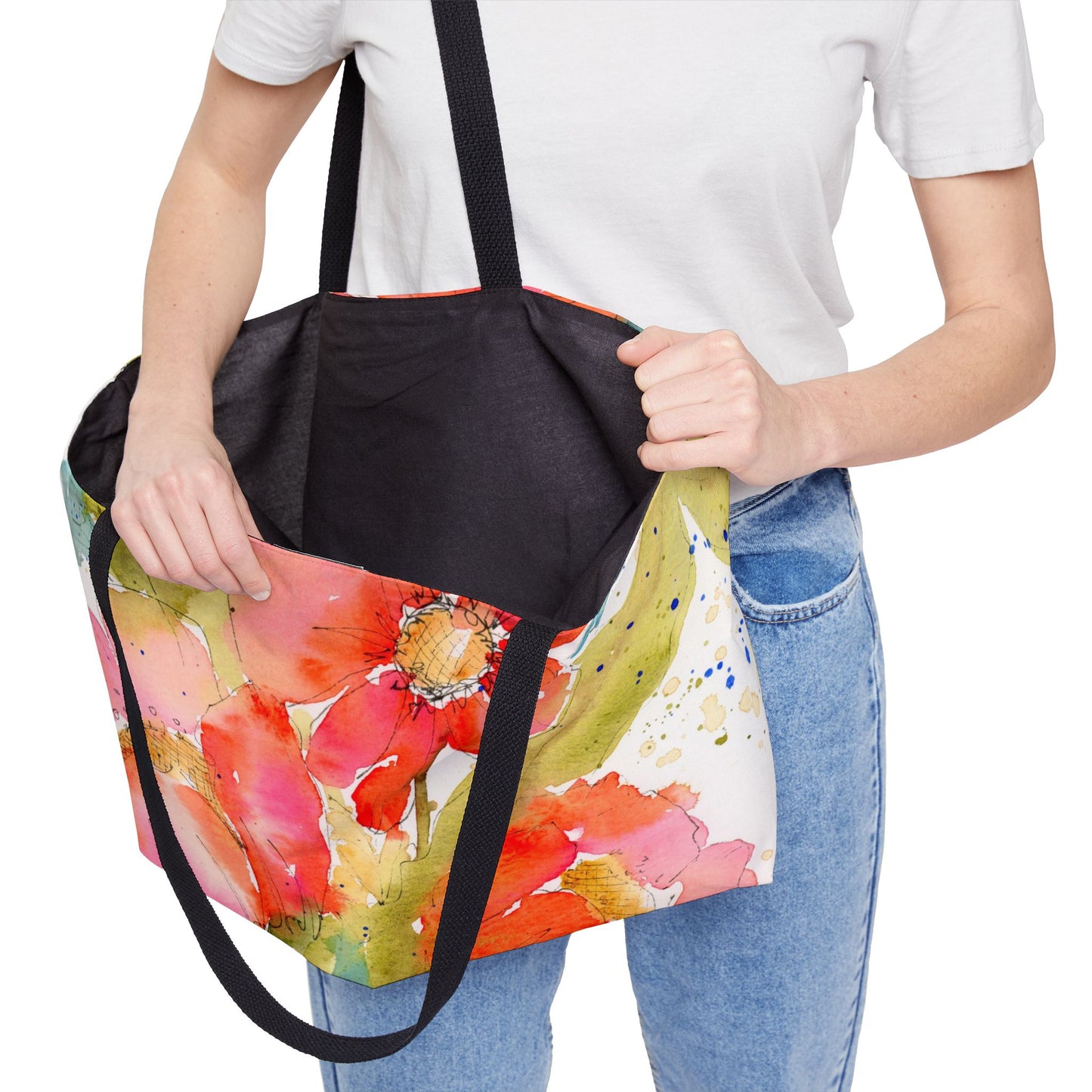 Big Bloom Weekender, Red Bold Floral Tote Bag