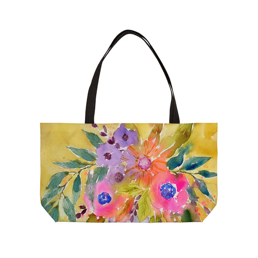 Big Bloom Weekender, Loose Colorful Watercolor Floral Tote Bag