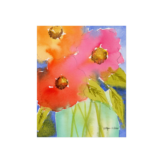 Colorful Floral Print, Bright Flower Wall Decor, Loose Colorful Floral Watercolor Fine Art Prints