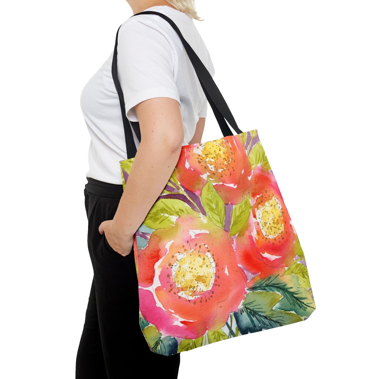 Bloom & Go Tote bag, 3 Sizes, Watercolor Floral Print Tote