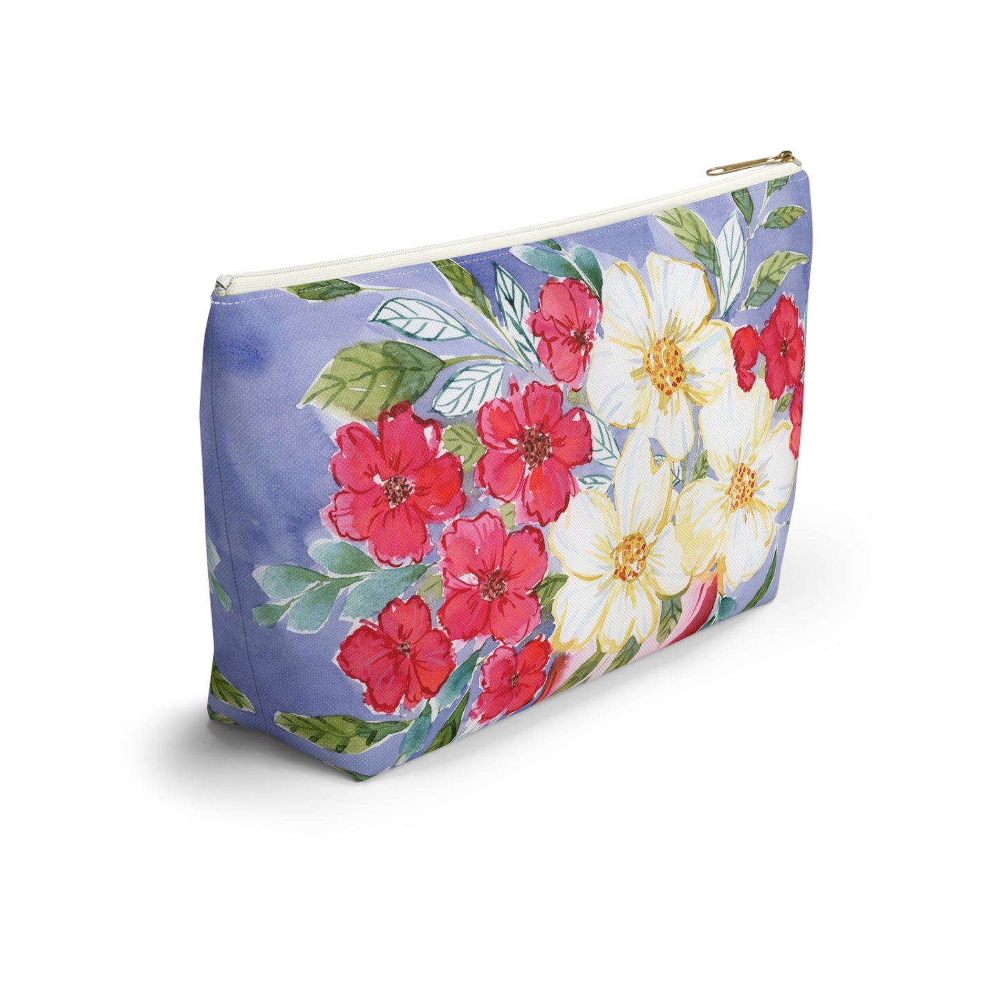 Red & White Watercolor Accessory Pouch