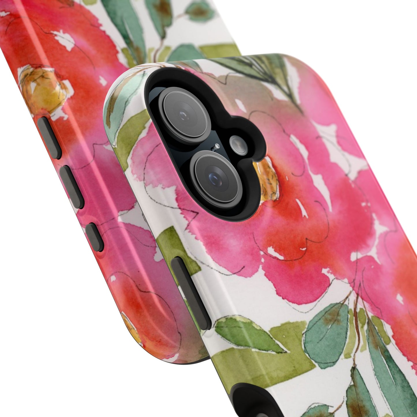 Sweet Pea Mag Phone Case, Pink & Green Magnetic Flower Phone Cover