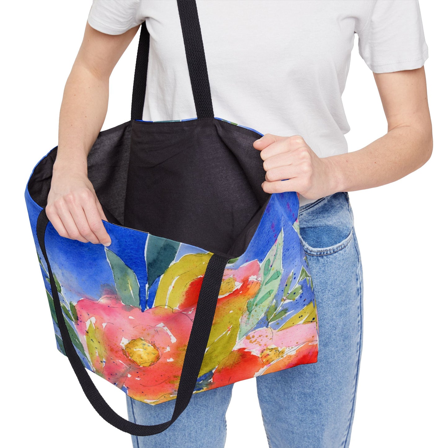 Big Bloom Weekender, Bold Citrus Floral Watercolor, Weekender Tote Bag