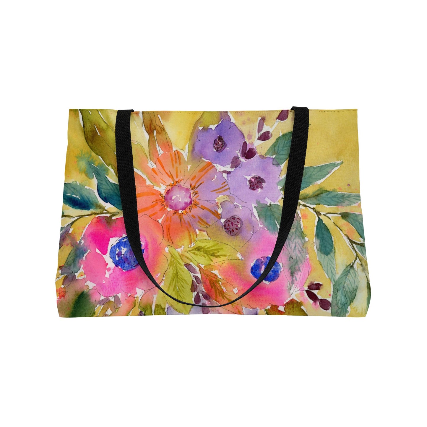 Big Bloom Weekender, Loose Colorful Watercolor Floral Tote Bag