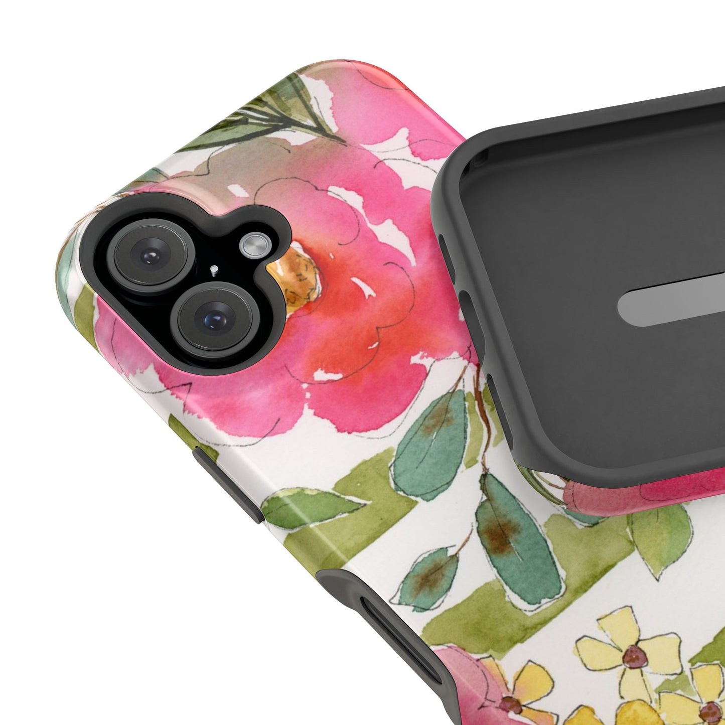 Sweet Pea Mag Phone Case, Pink & Green Magnetic Flower Phone Cover