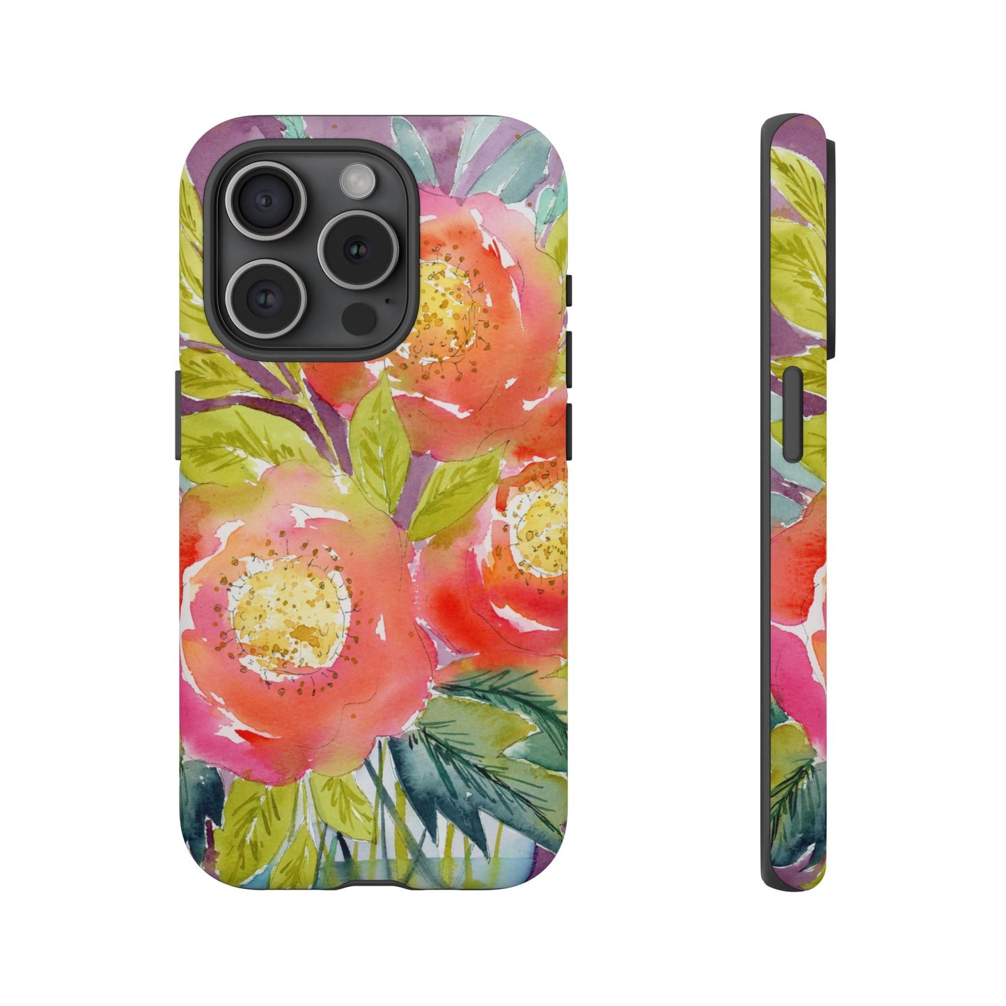 Bright Blush Blooms, Watercolor Phone Case