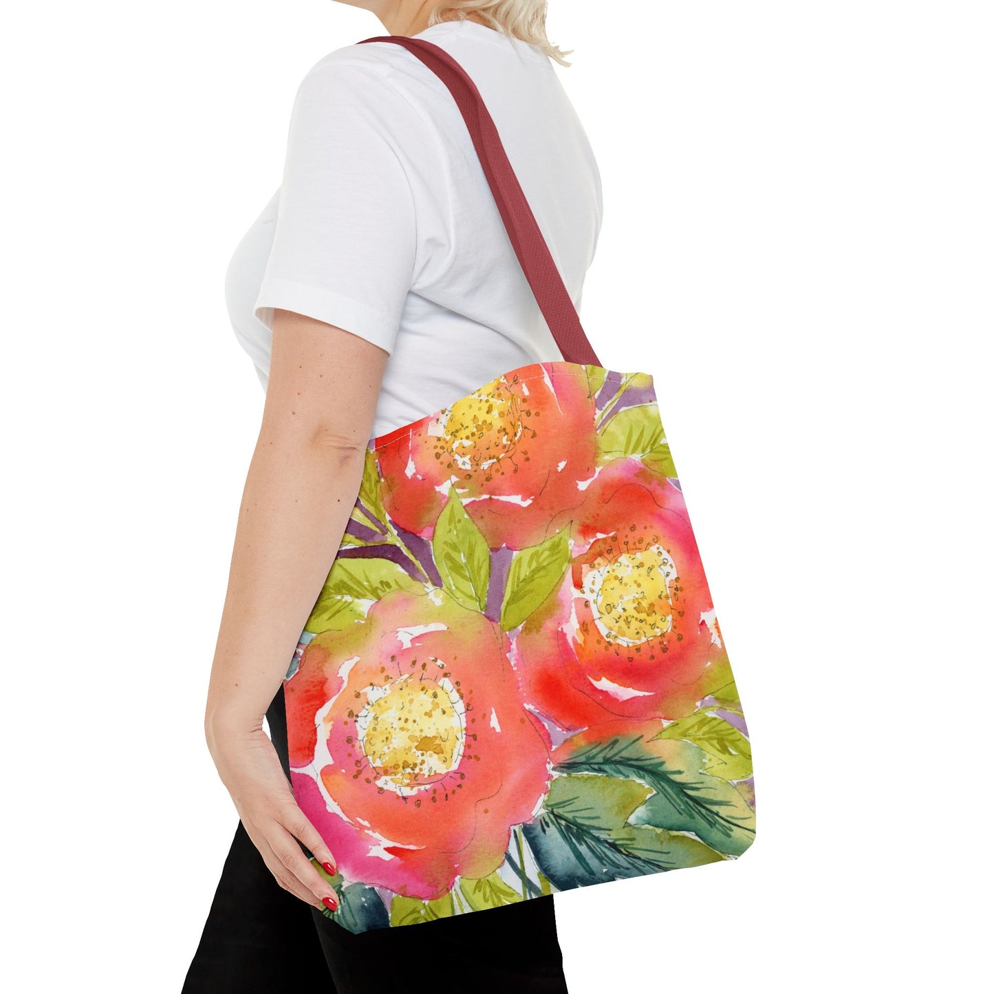 Bloom & Go Tote bag, 3 Sizes, Watercolor Floral Print Tote