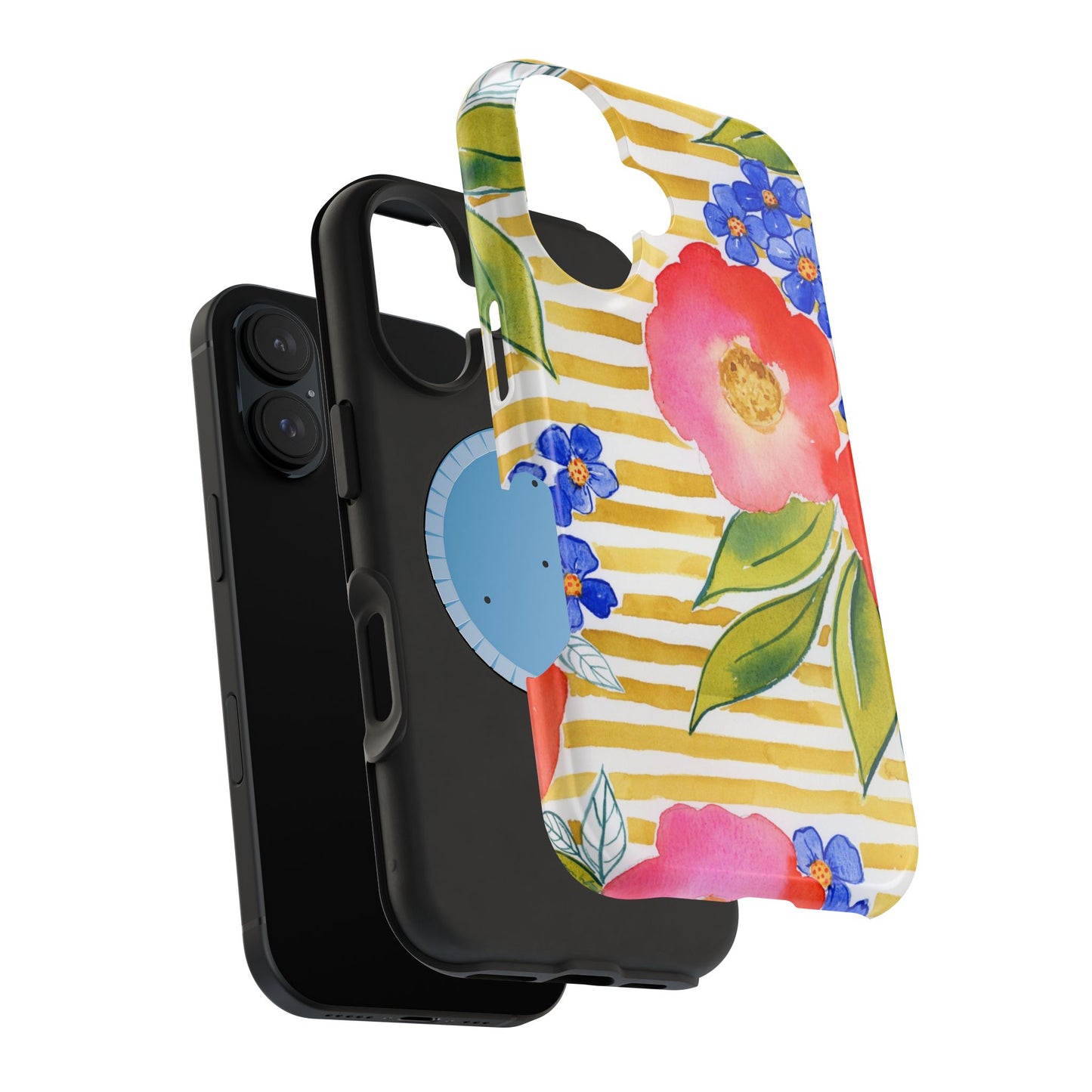 Golden Meadow Magnetic Phone Case, Gold Striped Floral Magnetic Phone Case