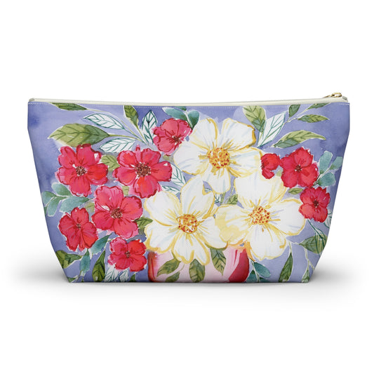 Red & White Watercolor Accessory Pouch