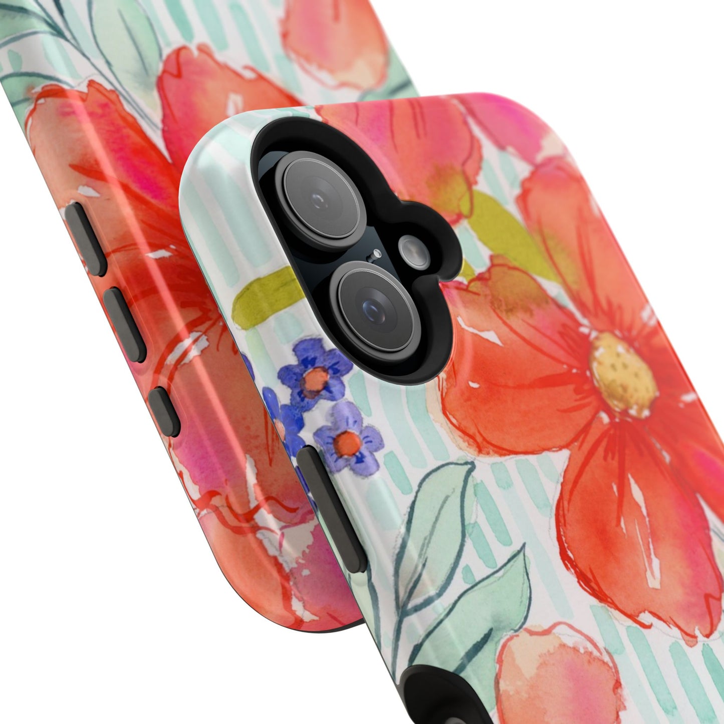 Citrus Splash Mag Phone Case, Aqua & Orange Magnetic Flower Phone Cover