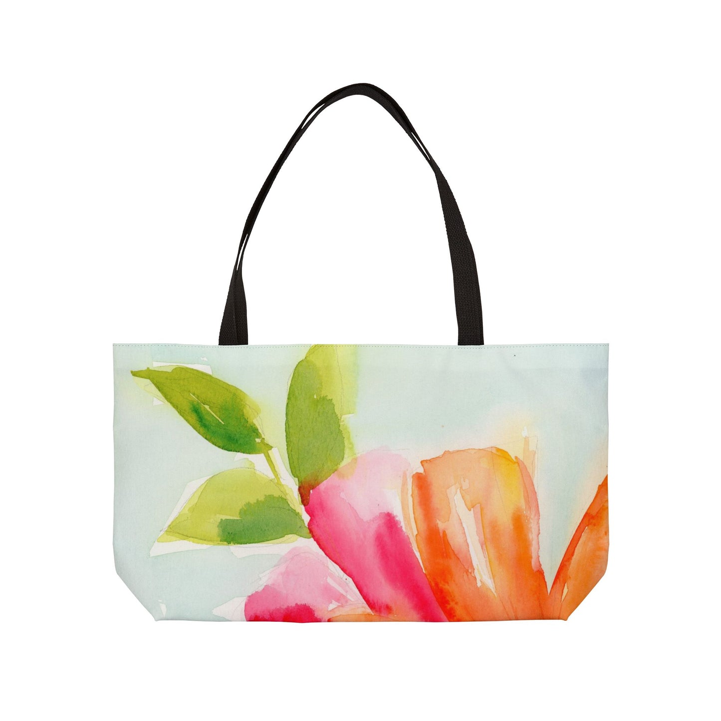 Colorful Floral Weekender Tote Bag - Large Watercolor Painted Tote, Great Gift for Mom, Teachers, Graduation - Travel Tote, Collage Bag,