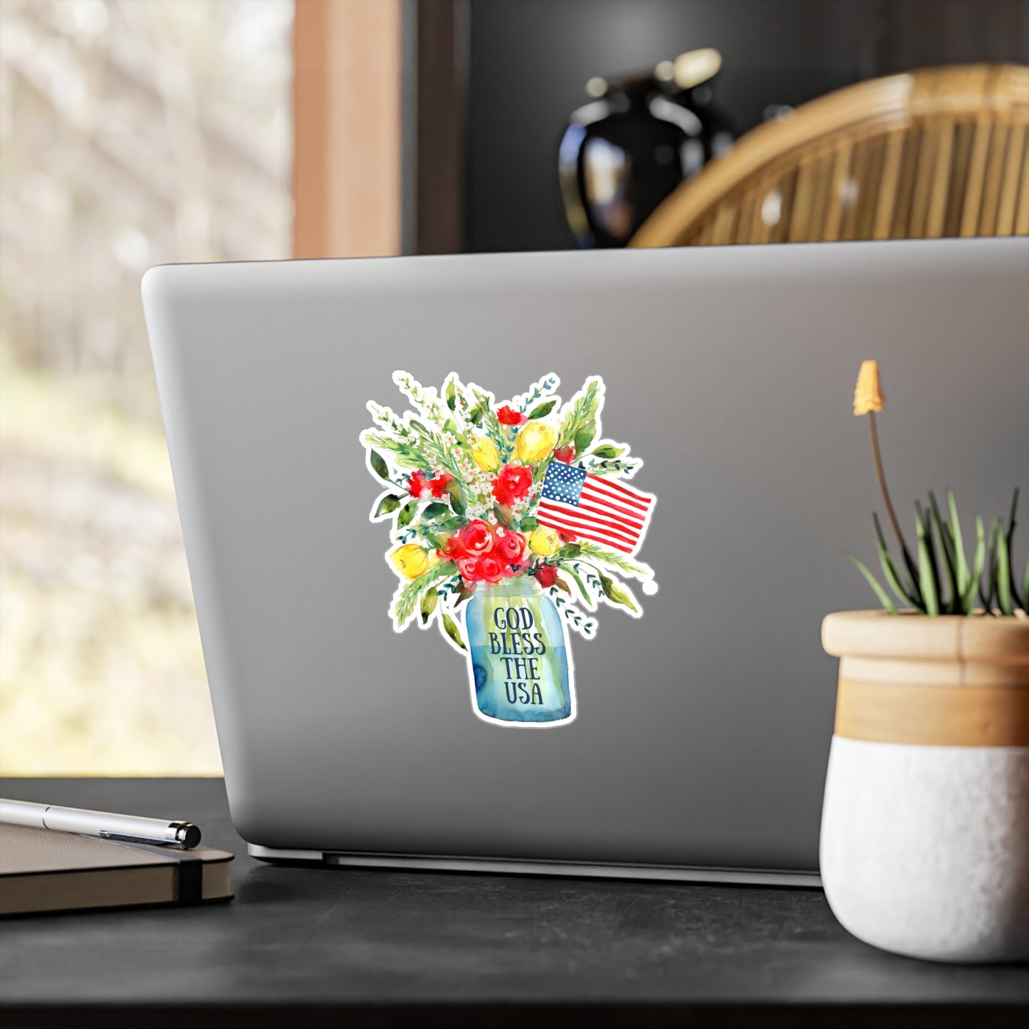 Patriotic Stickers, 'God Bless the USA' Colorful American Artwork