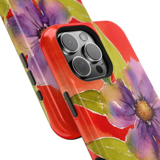 Lime & Lavender Heat Colorful Floral Magnetic Phone Case