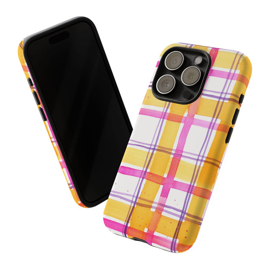 Plaid and Playful, Watercolor Painted Phone Case