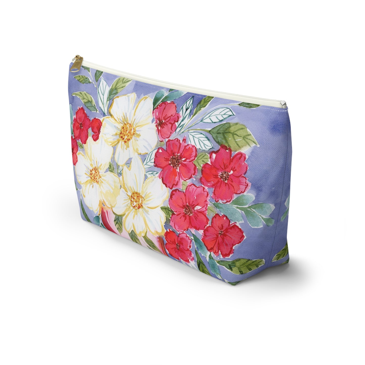 Red & White Watercolor Accessory Pouch