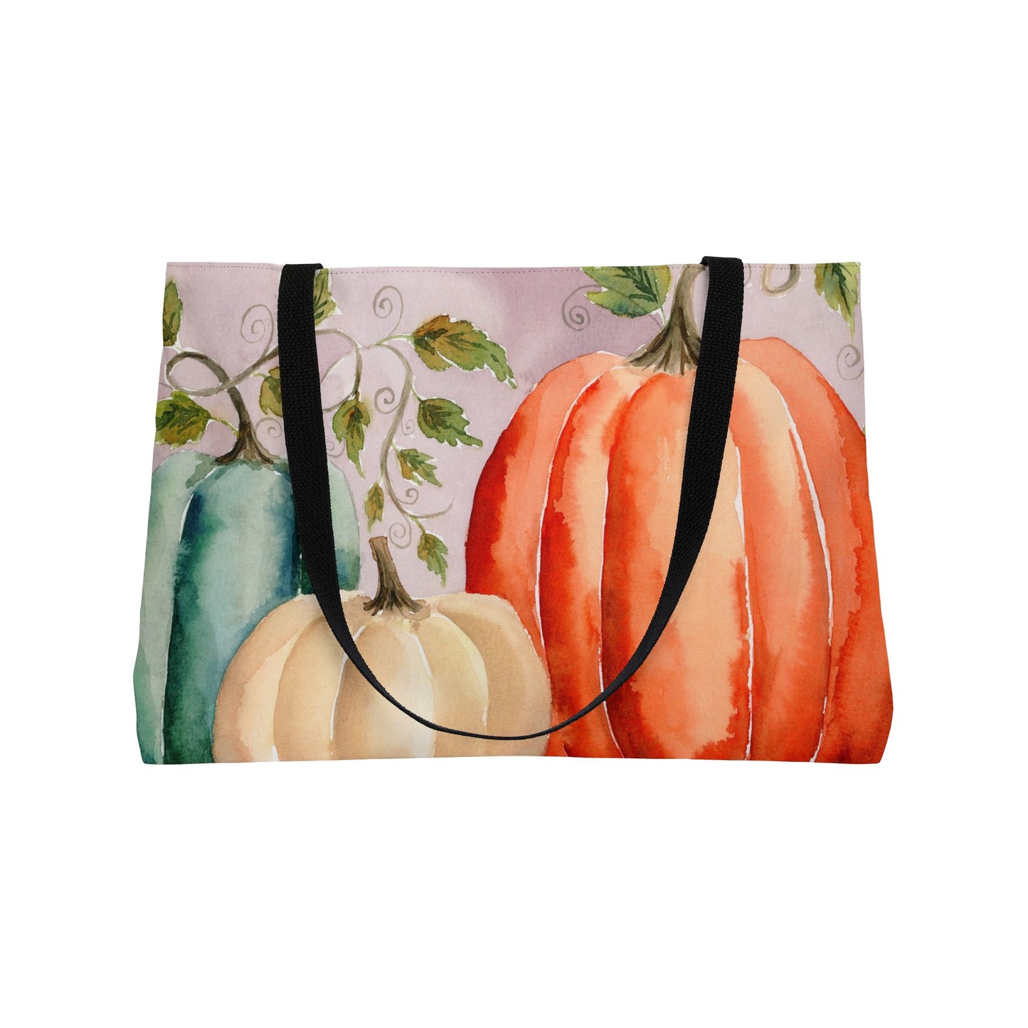 Fall Pumpkin Weekender Tote Bag - Large Watercolor Painted Tote, Great Gift for Mom, Teachers, Graduation - Travel Tote, Collage Bag,