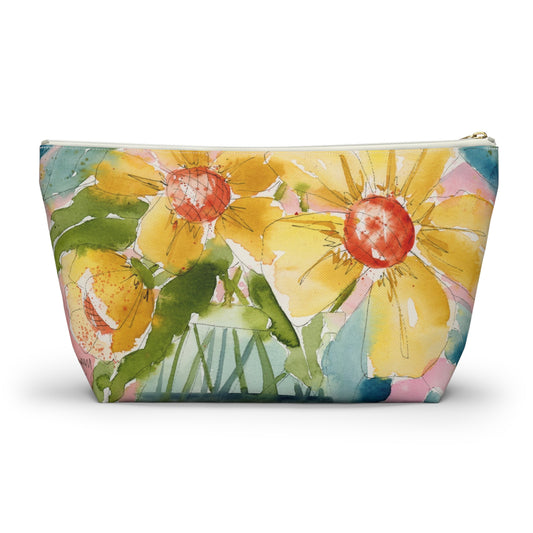 Yellow Floral Accessory Pouch
