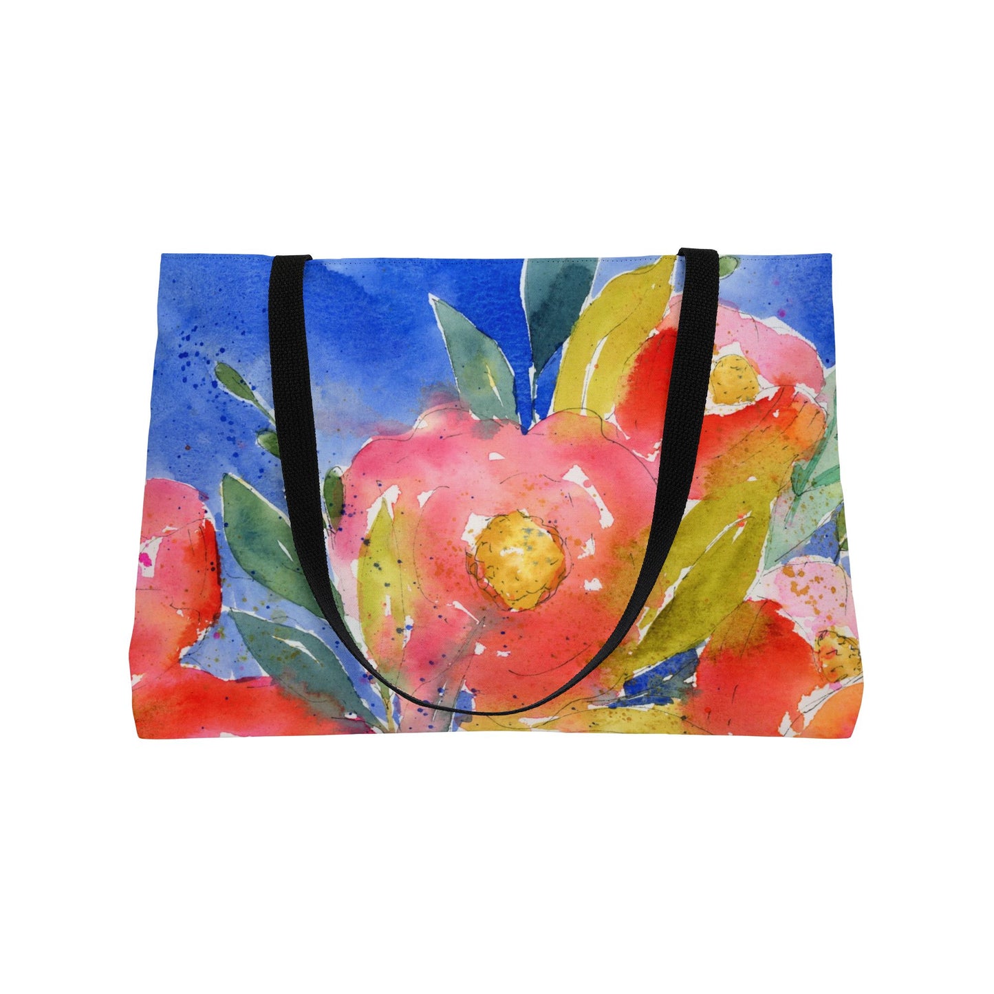 Big Bloom Weekender, Bold Citrus Floral Watercolor, Weekender Tote Bag