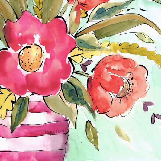 Original Watercolor Floral Painting, 'Bold & Blooming' 11"X15"