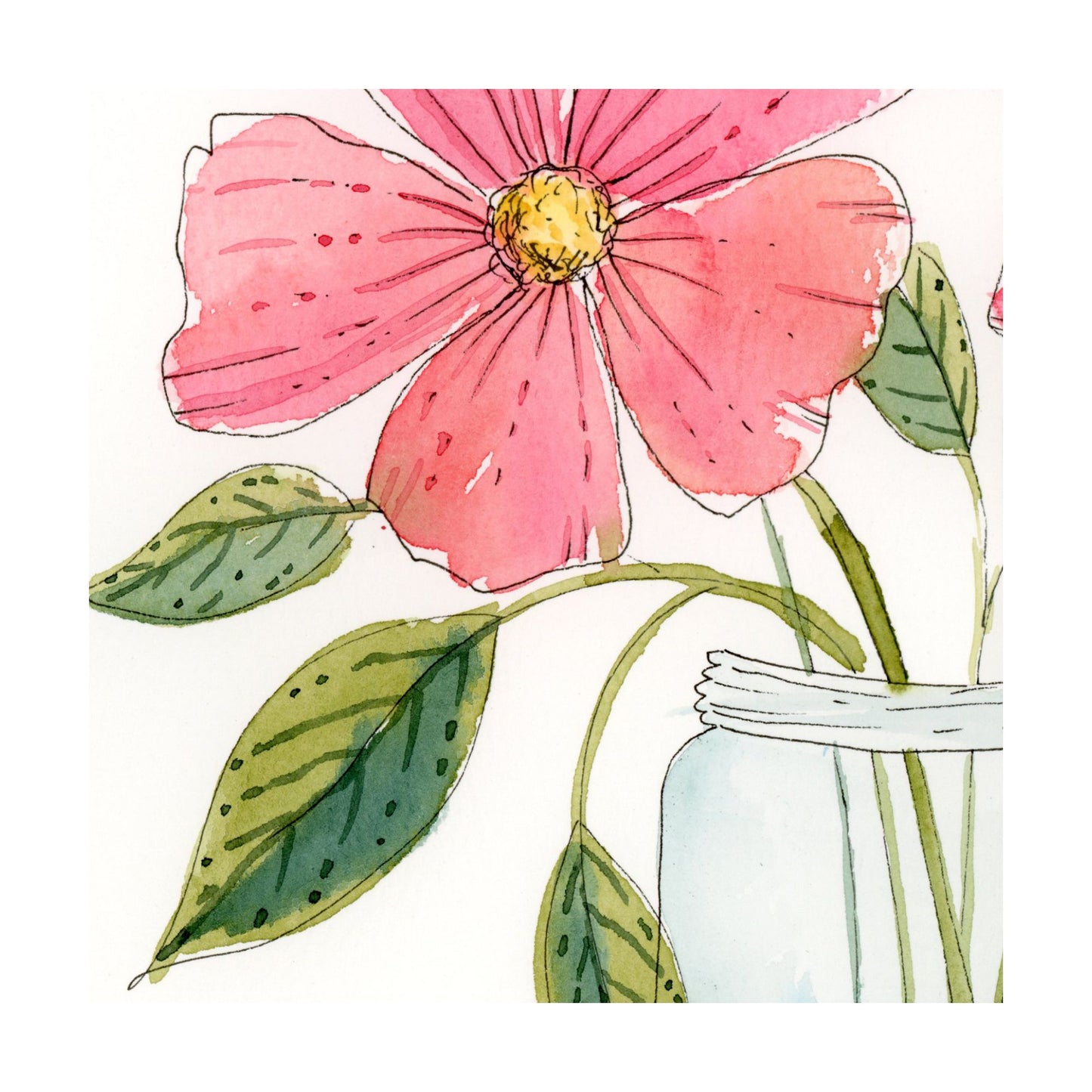 Blushing Jar - Original Watercolor Floral Painting, 9"x12"