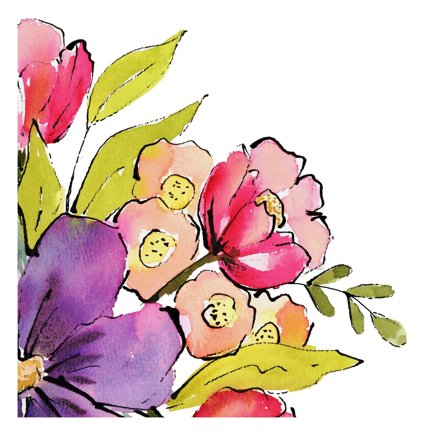 Painted Joy, Original Watercolor Floral Painting, 9"x12"