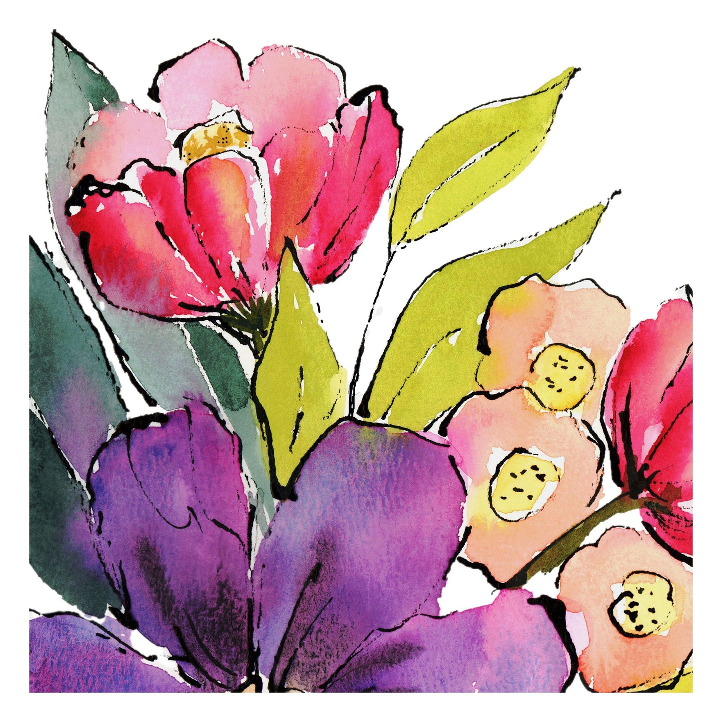 Painted Joy, Original Watercolor Floral Painting, 9"x12"