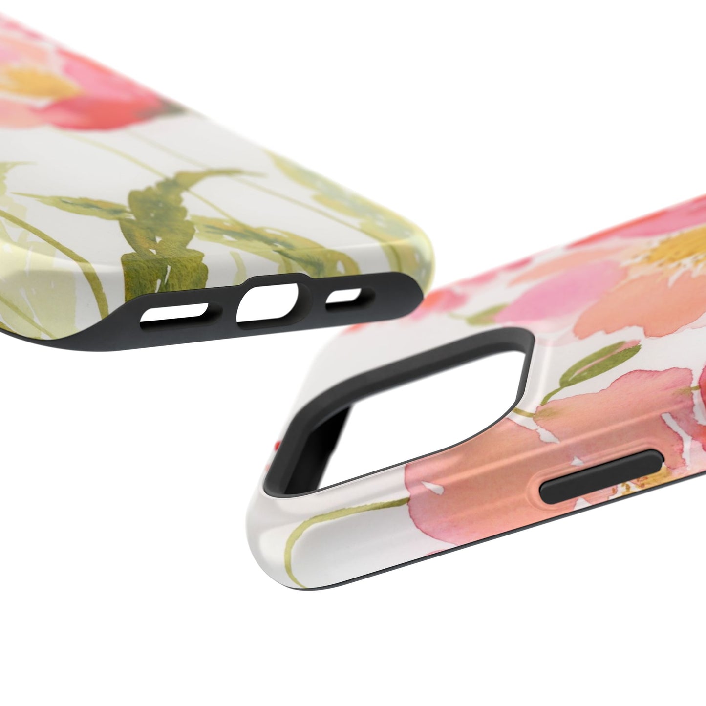 Magnetic Poppy Flower Phone Case, Watercolor Painted Tough Cases