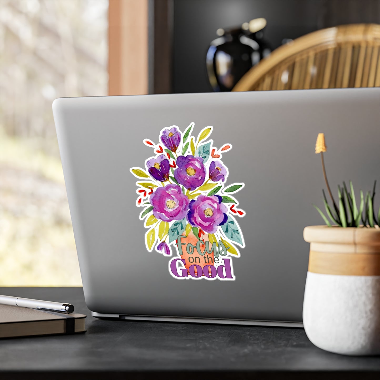 Positively Plum Watercolor Flowers 'Focus on the Good'