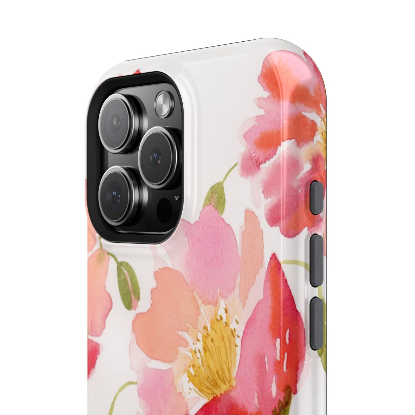 Magnetic Poppy Flower Phone Case, Watercolor Painted Tough Cases