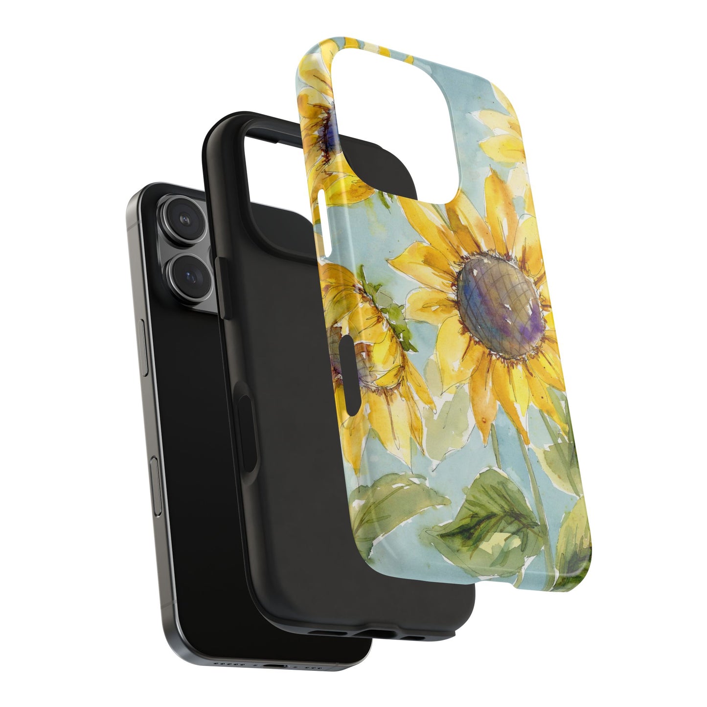Golden Sunflower Classic Phone Case, Sunflower iPhone Case, Watercolor Sunflower Painted Case