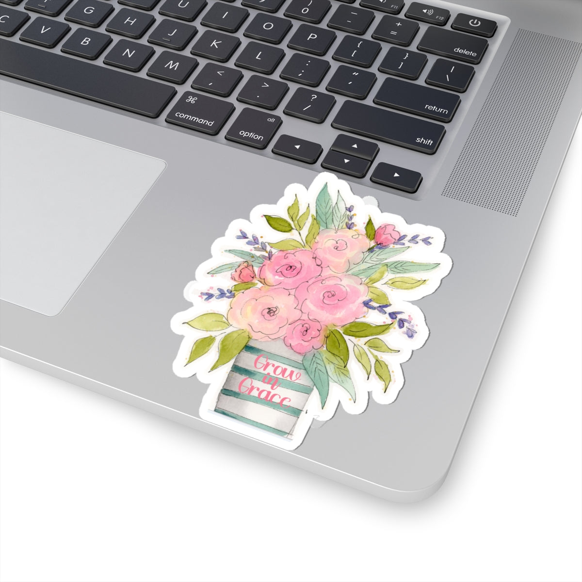 Grow in Grace, Pink Watercolor Flowers Stickers