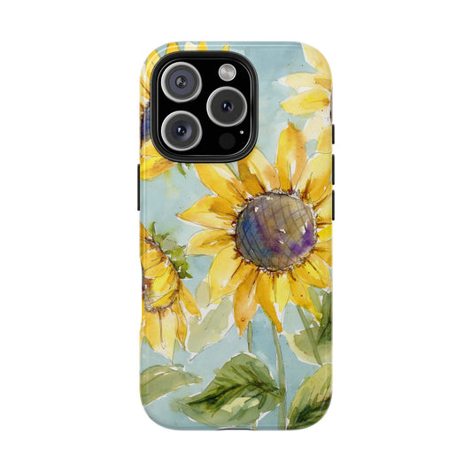 Golden Sunflower Classic Phone Case, Sunflower iPhone Case, Watercolor Sunflower Painted Case