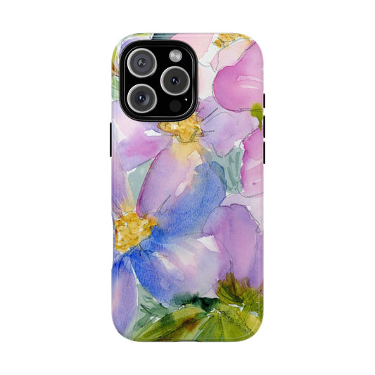 Wild Violet Flowers Classic Phone Case, Watercolor Phone Case