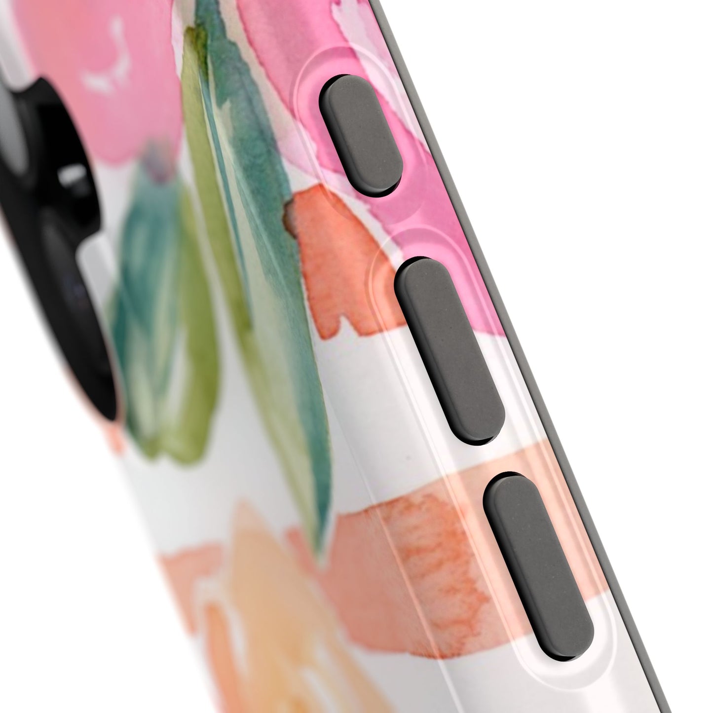 Peachy Keen Magnetic Phone Case, Peach Floral Striped Phone Case, Watercolor Painted Tough Cases