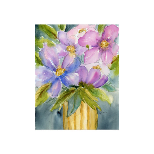 Loose Violet Floral Watercolor Fine Art Print, Original Watercolor Art Print