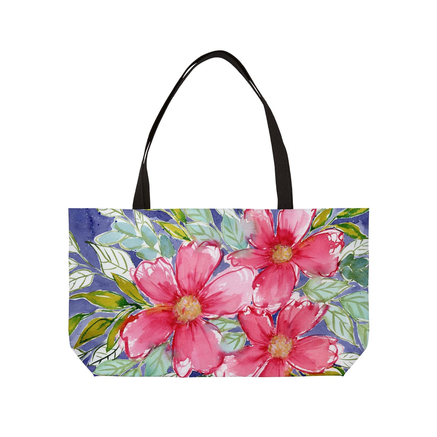Big Bloom Weekender,  Loose Watercolor Painting with Big Pink Floral Blooms