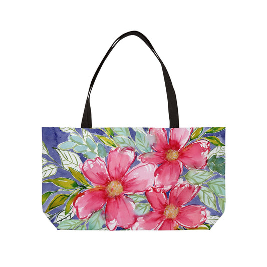 Big Bloom Weekender,  Loose Watercolor Painting with Big Pink Floral Blooms